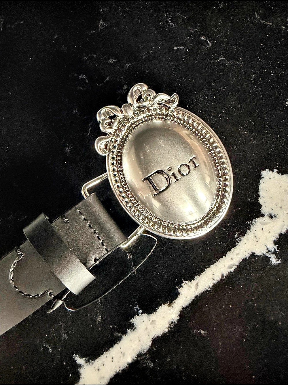 Dior Médaillon Belt Ornate Buckle Black Waist 75